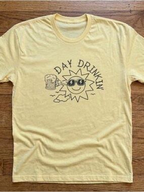 Gildan Yellow 'Day Drinkin'' Graphic Tee